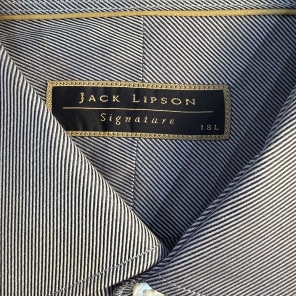 Jack Lipson Signature Mens Grey Micro Stripe Cotton Dress Shirt 18L Quiet Luxury